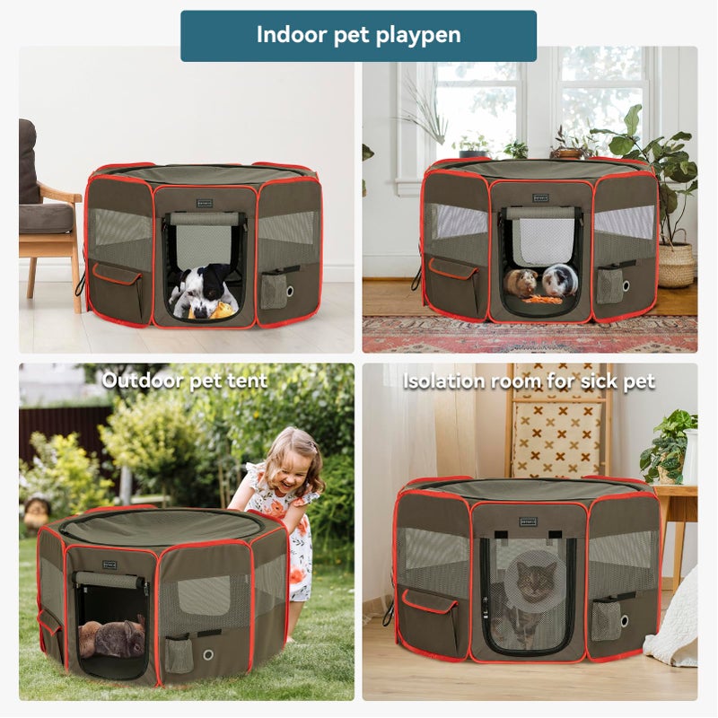 Petsfit Portable Dog Playpen 36" Portable Pet Play Pens for Small Medium Dogs, Puppy Playpen Indoor/Outdoor with Carring Case, Removable Zipper Top and Bottom,Medium (36"x36"x21") - Image 2